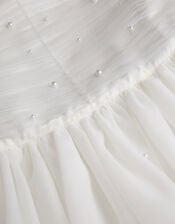 Olivia Pearl Ruched Tulle Dress, Ivory (IVORY), large
