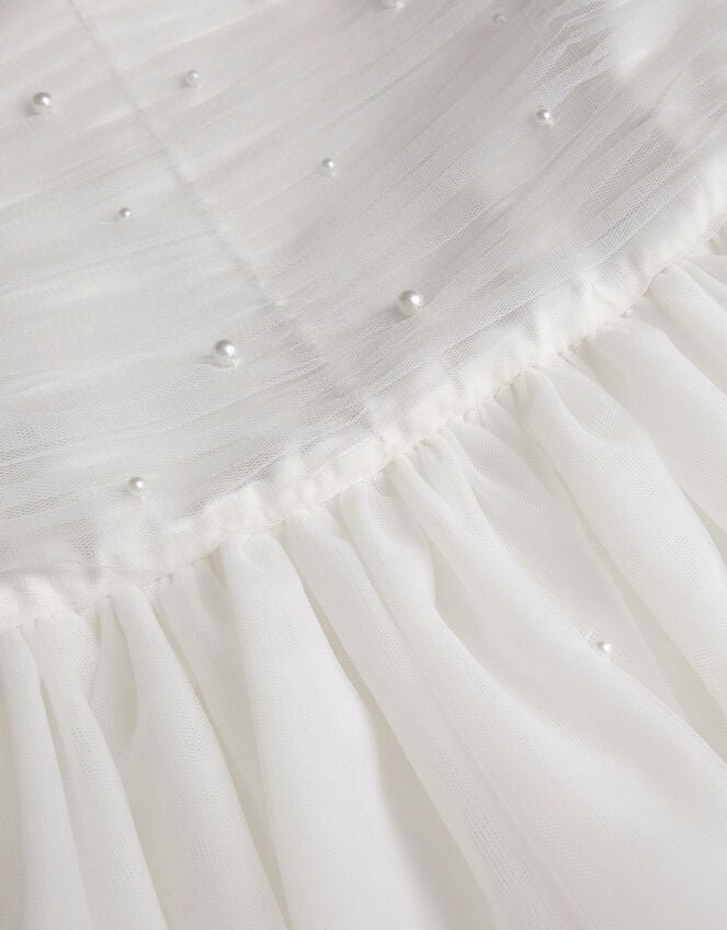 Olivia Pearl Ruched Tulle Dress, Ivory (IVORY), large