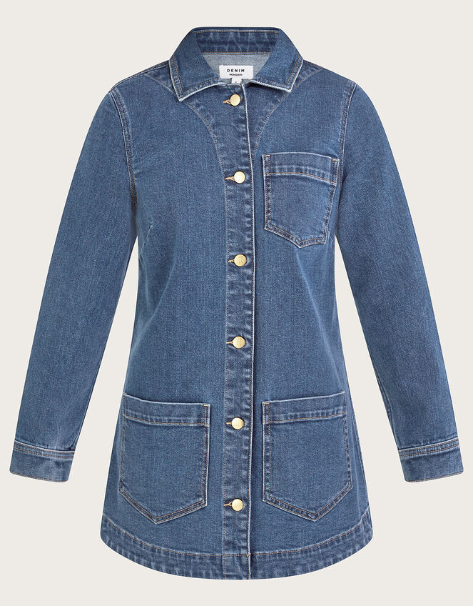 Mindy Longline Denim Jacket, Blue (DENIM BLUE), large
