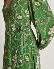 Kira Wrap Dress, Green (GREEN), large