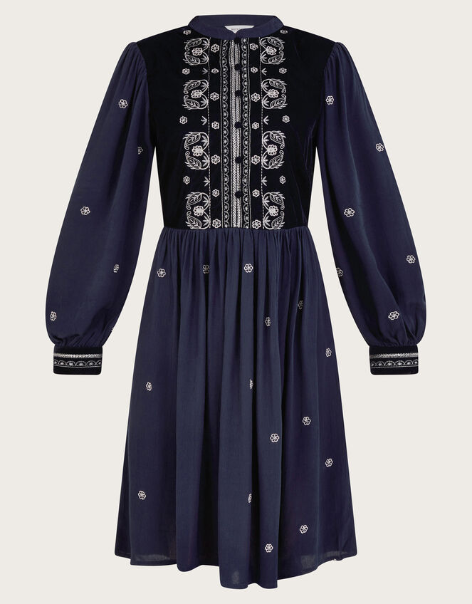 Payton Embroidered Bib Dress, Blue (MIDNIGHT), large