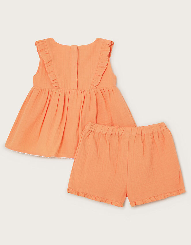 Baby Sealife Embroidered Set, Orange (CORAL), large