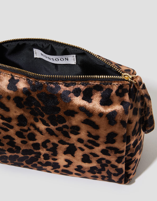 Leopard Print Velvet Make Up Bag, , large