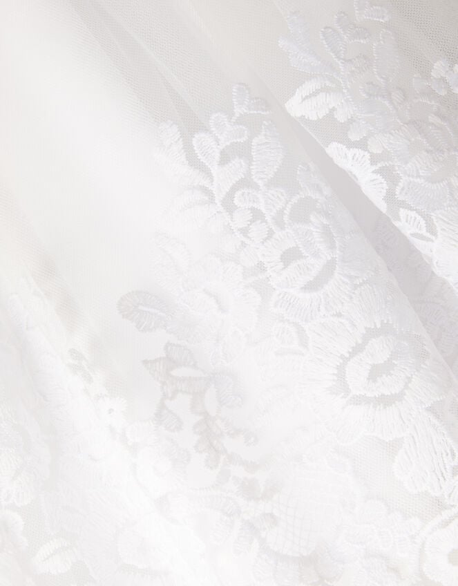 Athena Puff Sleeve Floral Communion Dress, White (WHITE), large