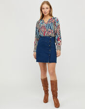 Mercy Mixed Print Blouse, Blue (BLUE), large