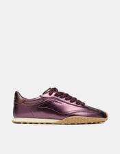 Hoff Bridge Metallic Leather Trainers, Red (BURGUNDY), large
