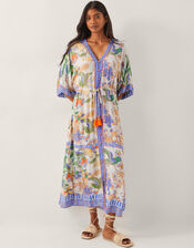 Kaia Tropical Kaftan Midi Dress, Ivory (IVORY), large