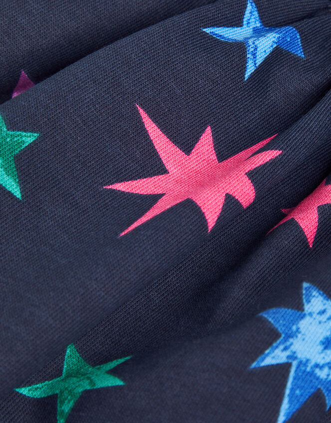 Star Print Sweatshirt Dress, Black (BLACK), large