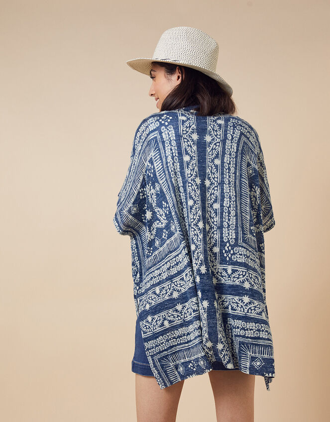Deena Printed Cover-Up in Linen Blend, Blue (BLUE), large