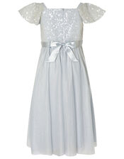 Truth Sequin Flutter Sleeve Dress, Blue (PALE BLUE), large