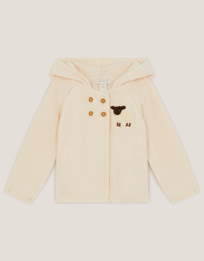 Newborn Sheep Knit Cardigan, Cream (CREAM), large