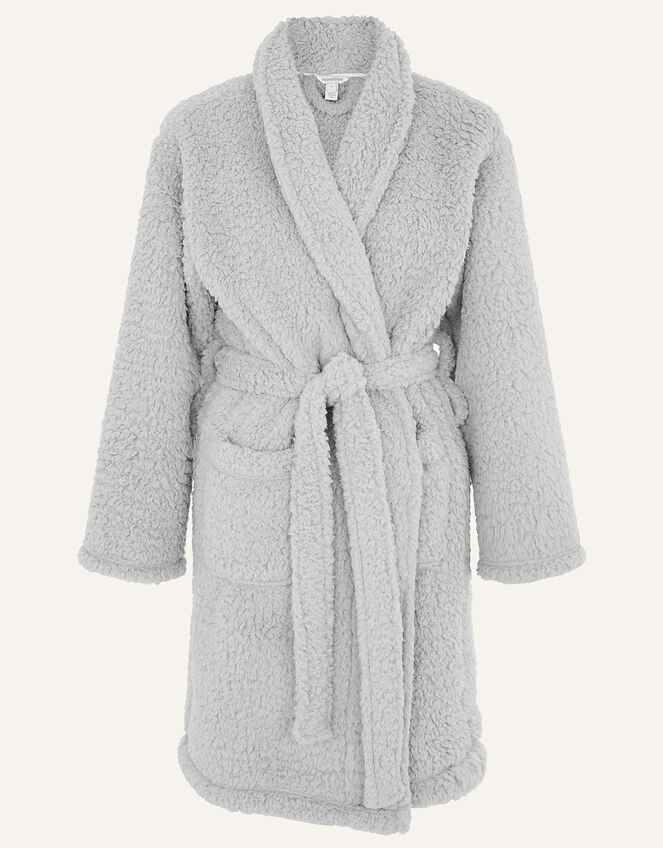 Lounge Fluffy Dressing Gown, Grey (GREY), large