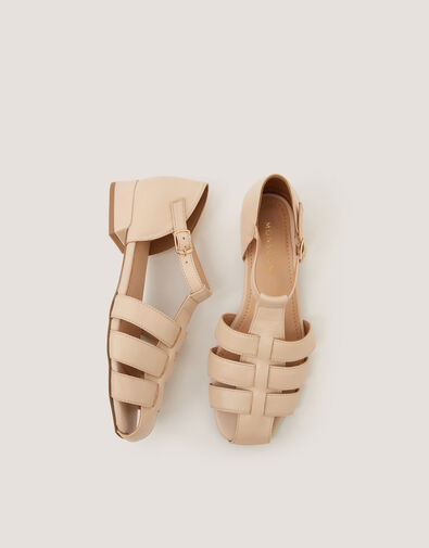 Bobbi Fisherman Leather Sandals, Ivory (IVORY), large