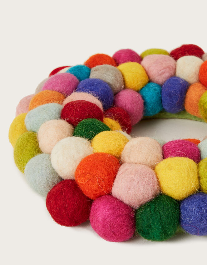 Handmade Christmas Felt Pom-Pom Wreath, , large