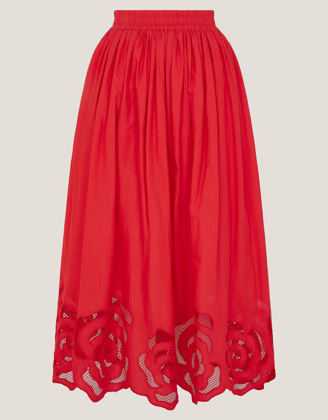 Grace Cutwork Midi Skirt , Red (RED), large