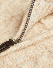 Cable Knit Half Zip Jumper, Natural (STONE), large