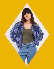 East Print Jacket, Blue (NAVY), large