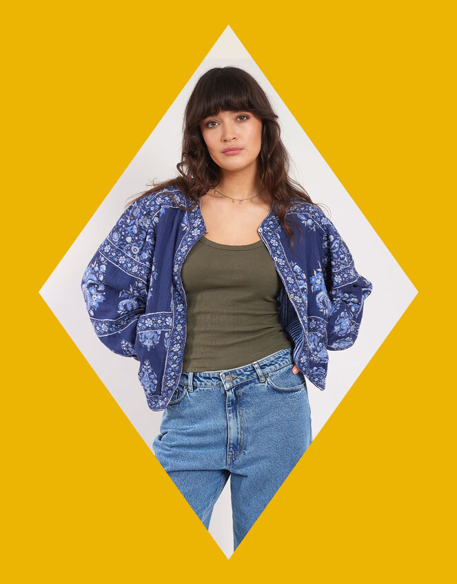 East Print Jacket, Blue (NAVY), large