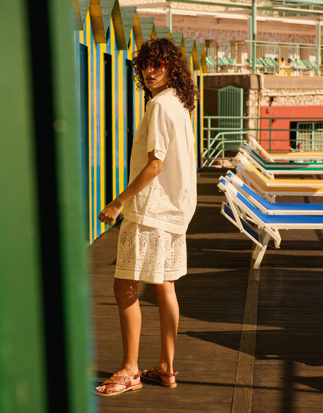 Petite Mendigote Paul Embroidered Shorts, Natural (ECRU), large