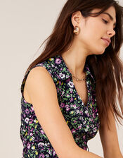 Katie Ditsy Floral Belted Shirt Dress, Blue (NAVY), large