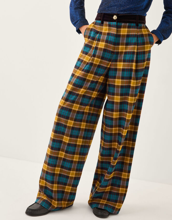 Monsoon x Sarah Corbett-Winder Tartan Suit Trousers Yellow