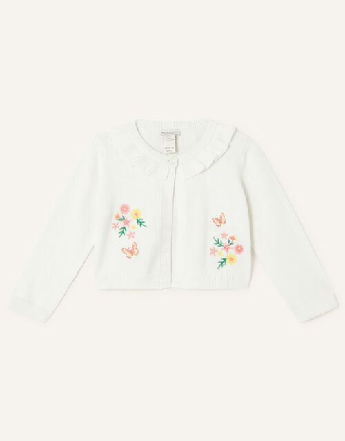Baby Floral Embroidered Cardigan, Ivory (IVORY), large