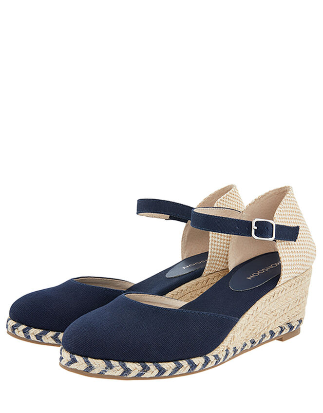 Tabby Two-Part Low Wedges, Blue (NAVY), large