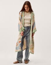 Clemence Amelie Floral Long Kimono, Cream (CREAM), large