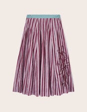 East Vika Hand-Woodblock Stripe Maxi Skirt, Red (BERRY), large