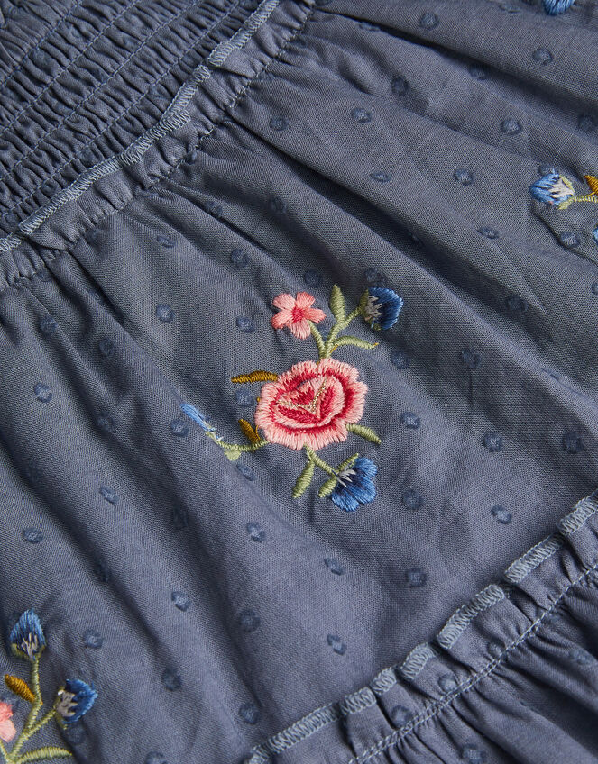 Floral Embroidered Rara Skirt, Blue (BLUE), large