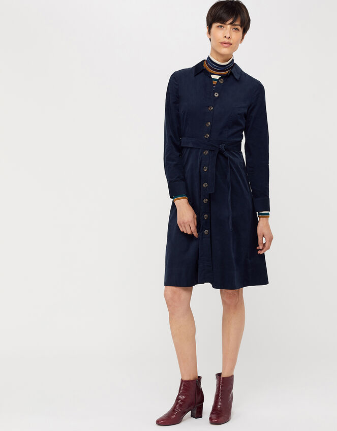 Coralie Cord Midi Dress, Blue (NAVY), large