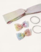Rainbow Sequin Bando and Hair Clip Set, , large