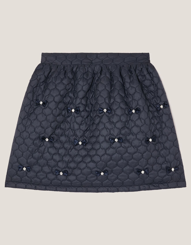 Bow Quilted Skirt, Blue (NAVY), large