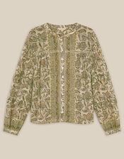 East Odette Hand-Woodblock Print Blouse, Multi (MULTI), large
