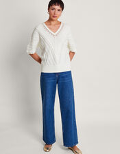 Lulu Short Sleeve Jumper, Ivory (IVORY), large
