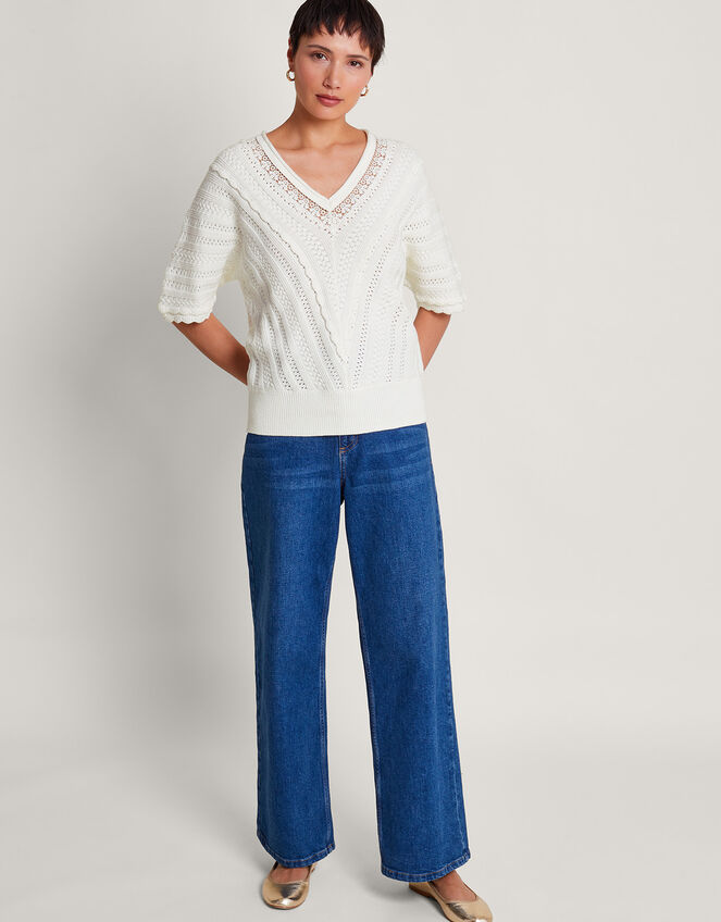 Lulu Short Sleeve Jumper, Ivory (IVORY), large