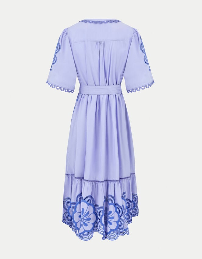 East Aliona Floral Broderie Midi Dress, Purple (LILAC), large