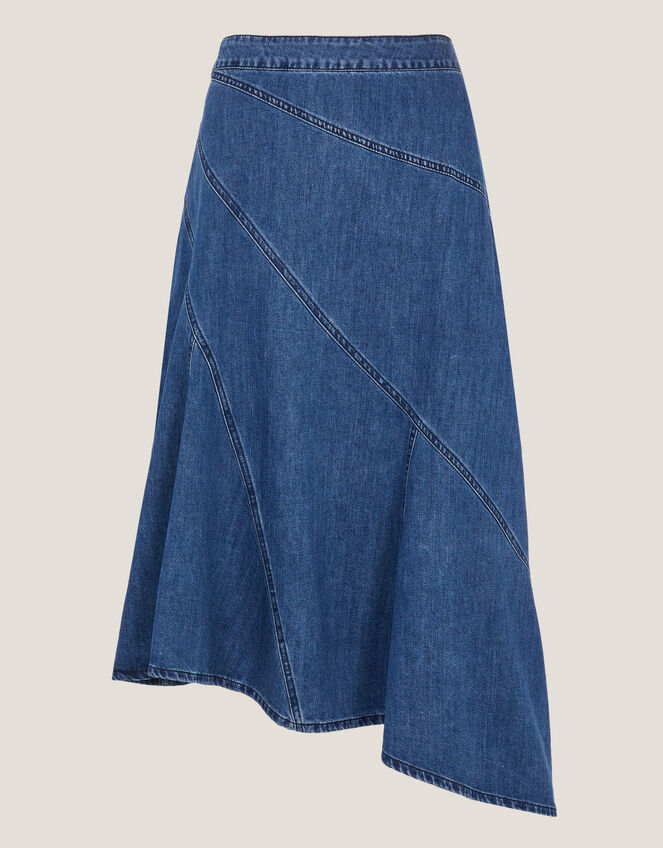 Annie Asymmetric Denim Midi Skirt Blue