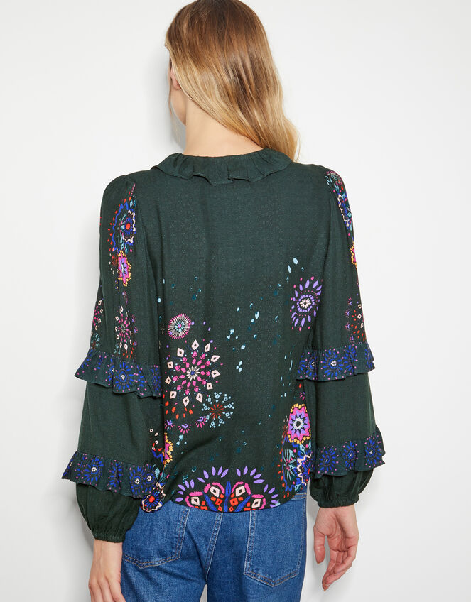 Kayla Floral Print Blouse, Green (GREEN), large