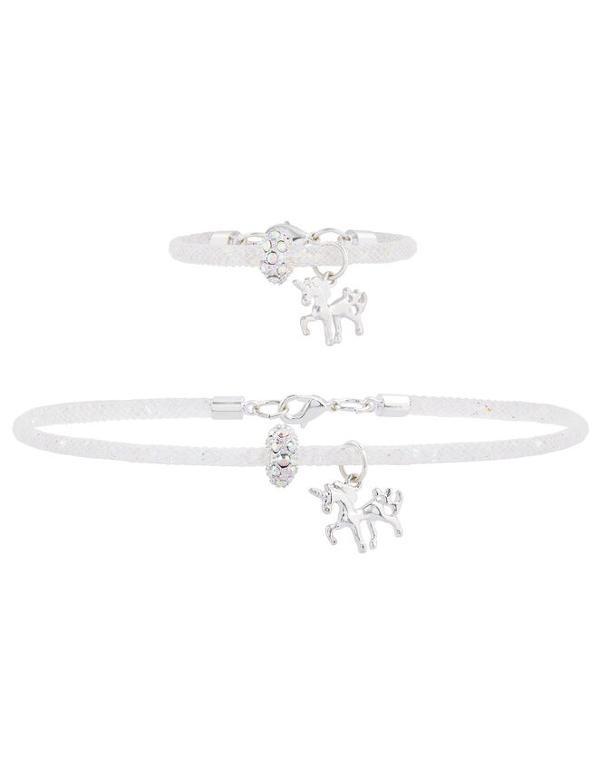 Sparkle Encased Unicorn Bracelet and Necklace Set, , large