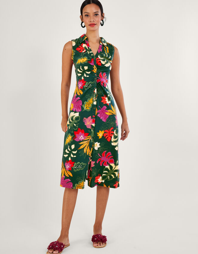 Lorena Floral Print Collar Dress, Green (GREEN), large