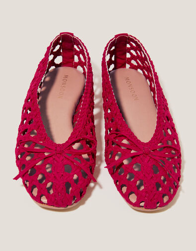 Betsy Woven Ballet Flats, Red (RED), large