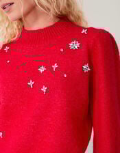 Erika Gemstone Embellished Jumper, Red (RED), large