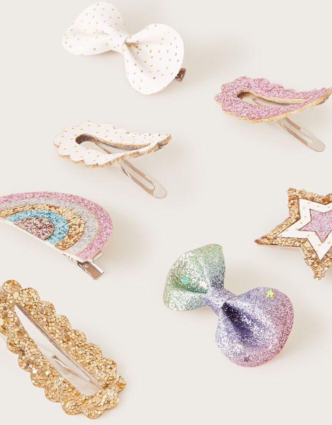 Novelty Glitter Hair Clips 8 Pack, , large