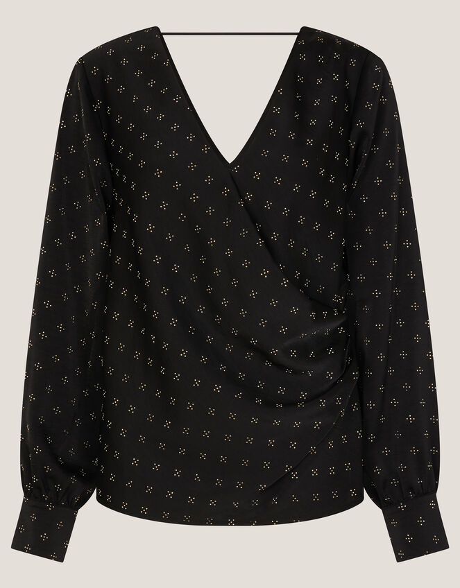 Margo Hotfix Long Sleeve Blouse, Black (BLACK), large