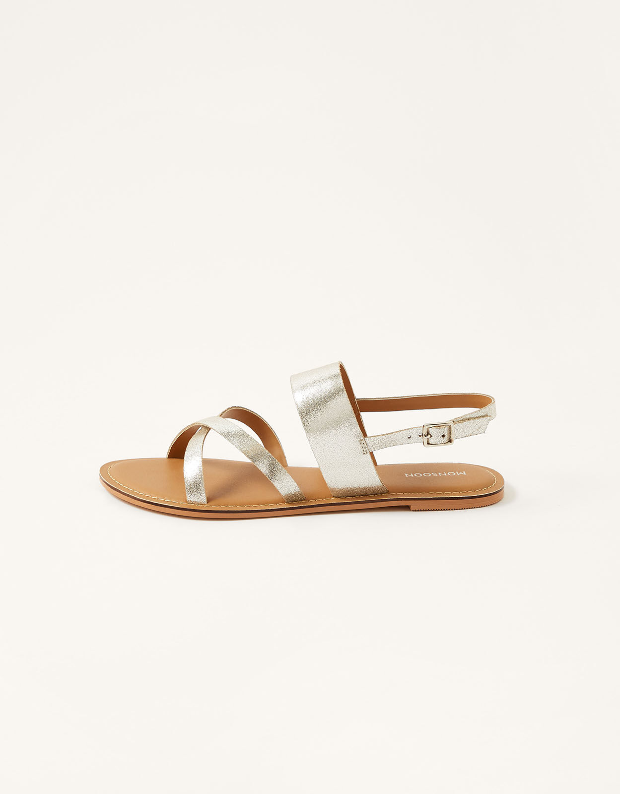 white cross over sandals