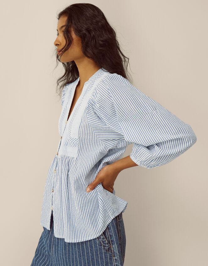 Callie Stripe Blouse, Blue (BLUE), large