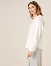 LOUNGE Lola Hooded Jumper, Ivory (IVORY), large