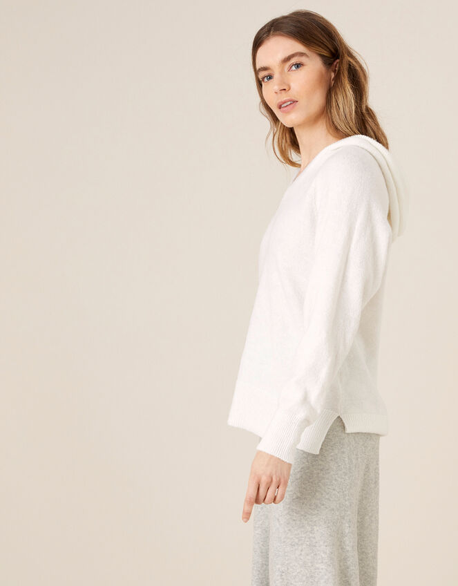 LOUNGE Lola Hooded Jumper, Ivory (IVORY), large