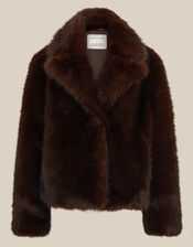 Monsoon x Queens of Archive Betty Short Faux Fur Coat​, Brown (BROWN), large